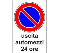 CARTELLO SEGNALETICO - USCITA AUTOMEZZI 24 ORE - Adesivo Extra Resistente, Pannello in Forex, Pannello In Alluminio (Adesivo, 30x42 cm)