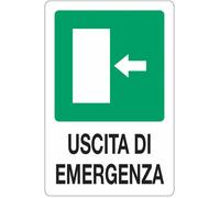 CARTELLO SEGNALETICO - Uscita di emergenza - con freccia personalizzata