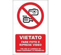 CARTELLO SEGNALETICO - VIETATO FARE FOTO E VIDEO - Adesivo Extra Resistente, Pannello in Forex, Pannello In Alluminio (Plastica, 30x42 cm)