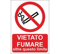 CARTELLO SEGNALETICO - vietato fumare oltre questo limite - segnale