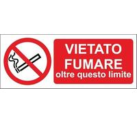 CARTELLO SEGNALETICO -Vietato fumare oltre questo limite - segnaletica segnale