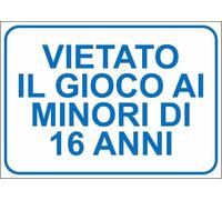 CARTELLO SEGNALETICO - VIETATO IL GIOCO AI MINORI - segnale