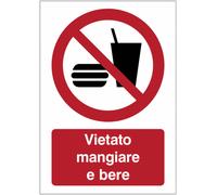 CARTELLO SEGNALETICO - Vietato mangiare e bere - segnale segnaletica