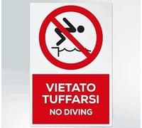 CARTELLO SEGNALETICO - VIETATO TUFFARSI NO DIVING - segnaletica segnale