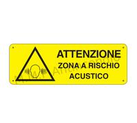 Cartello Segnaletico zona a rischio acustico - Alluminio 500x700 mm