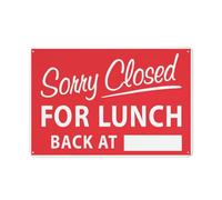 Cartello "Sorry Closed For Lunch Back At Sign Safe Sign", cartello esterno, 30,5 x 20,3 cm, cartello per casa, affari, segnalazione vialetto