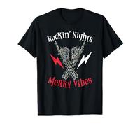Cartello Spooky Rockin Nights Merry Vibes Skeleton Hand Rock Maglietta