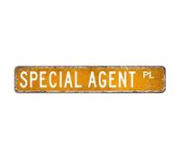 Cartello stradale con agente speciale, regalo per gli amanti degli agenti speciali, 7,6 x 45,7 cm, targa in metallo antiruggine in stile nostalgico per Lane Avenue Street Way Man Cave
