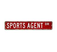 Cartello stradale con agente sportivo per amanti degli agenti sportivi, targa in latta 7,6 x 45,7 cm, personalizzabile, facile da montare, in alluminio, targa vintage in metallo per Mancave She Shed