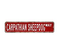 Cartello stradale con cane pastore dei Carpazi, 10 x 45 cm, personalizzabile, in metallo, antiruggine, decorazione da parete per bar, pub, negozi, grotte degli uomini