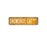 Cartello stradale con gatto racchette da neve, 7,6 x 30,5 cm, personalizzabile, facile da montare, in alluminio, alla moda, decorazione per casa, bar, negozio, grotta, garage