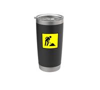 Cartello stradale con scritta "Caution Men at Work Sign Bicchiere termico in acciaio inox doppia parete