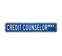 Cartello stradale con scritta "Credit Counselor Decor Profession", 7,6 x 45,7 cm, personalizzabile, antivento, in alluminio, targa da parete per uomo, grotta, garage, bar, pub