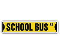 Cartello stradale con scritta in inglese "School Bus" (autista e studente fermata), 10,2 x 40,6 cm
