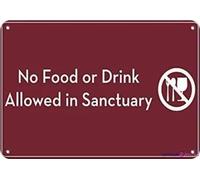 Cartello stradale con scritta "No Food or Drink Allowed In Sanctuary Feature Department sign Courtyard Decoration", cartello per ufficio, per esterni e interni, 20,3 x 30,5 cm