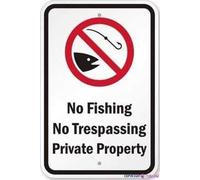 Cartello stradale con scritta "No Trespassing Private Property With Fish", in metallo, decorazione artistica da parete, segnale di avvertimento di sicurezza, per interni ed esterni, 20 x 30 cm