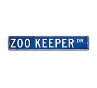 Cartello stradale con scritta "Zoo Keeper", regalo per la professione di custode dello zoo, 7,6 x 45,7 cm, in metallo antiruggine, vintage, decorazione da parete per casa, caffè, ufficio, negozio
