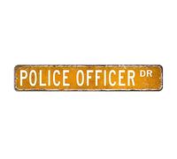 Cartello stradale con ufficiale di polizia, regalo per ufficiali di polizia, insegna in metallo, 7,6 x 45,7 cm, personalizzabile, in alluminio, antiruggine, pittura in ferro, per bar, pub, club