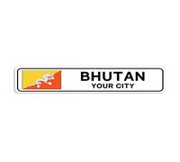Cartello stradale del Bhutan personalizzato Bandiera del Bhutan Nome città Targa in metallo latta Bhutan Road Wall Art Decor Decorazione per la casa Regalo personalizzato per amici stranieri, vicino