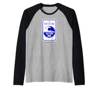 Cartello Stradale della Zona a Rischio Tsunami Divertente Maglia con Maniche Raglan