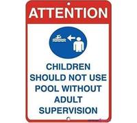 Cartello stradale di avvertimento con scritta "Children Don't Use Pool Without Adult Supervision", decorazione per cortile, ufficio, per esterni e interni, 20 x 30 cm
