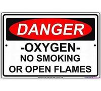 Cartello stradale di avvertimento con scritta in lingua inglese "Danger Oxygen No Smoking or Open Flames Beware Alert", in metallo, decorazione artistica da parete, segnale di avvertimento di