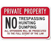 Cartello stradale di avvertimento, decorazione da parete, con scritta in lingua inglese "Private Property - No Trespassing, Hun G, Dumping - Offenders Prosecuted", cartello in alluminio per uso