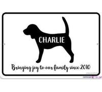 Cartello stradale di avvertimento rustico Post Beagle Bringing Joy To Our Lives cartello decorazione cortile ufficio cartelli per esterni e interni 20,3 x 30,5 cm