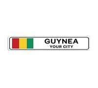 Cartello stradale Guynea personalizzato con bandiera della Guynea, nome della città, targa in metallo con nome della Guynea, decorazione artistica da parete, decorazione per la casa, regalo