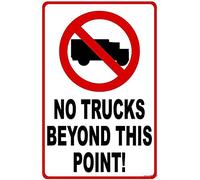 Cartello stradale in alluminio No Trucks Beyond This Point Sign Keep Large Vehicles Out of Community Warning Sign Decorazione esterna 30 x 40 cm