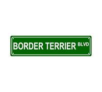Cartello stradale in metallo con scritta "Border Terrier BLVD Dog", per bar, bar, garage, grotta, casa, bagno, fattoria, giardino, veranda, patio, decorazione, 40,6 x 10,2 cm