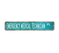 Cartello stradale per tecnici medici di emergenza, regalo per tecnici medici di emergenza, insegna in metallo, 7,6 x 45,7 cm, targa in alluminio personalizzata per casa, caffè, ufficio, negozio