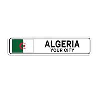 Cartello stradale personalizzato Algeria Bandiera Algeria Nome Città Targa in metallo Algeria Strada Decorazione artistica da parete Decorazione per la casa Regalo personalizzato per amici stranieri