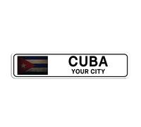 Cartello stradale personalizzato Cuba Bandiera Cuba Nome Città Targa in metallo Latta Targa Cuba Road Decorazione artistica da parete Decorazione per la casa Regalo personalizzato per amici stranieri