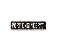 Cartello stradale Port Engineer Port Engineer Lover Gift Profession Targa in latta 7,6 x 30,5 cm, facile da montare, decorazione da parete in metallo, stile retrò, poster per musica, bar, club, grotta