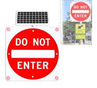 Cartello stradale riflettente a LED ad energia solare con scritta "VIETATO L'INGRESSO", cartello stradale a LED con accessori di montaggio, telaio in alluminio per avvisi di sicurezza stradale 24in