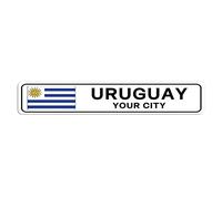 Cartello stradale Uruguay personalizzato Bandiera Uruguay Nome città Targa in metallo latta targa Uruguay Road Wall Art Decor Decorazione per la casa Regalo personalizzato per amici stranieri, vicino