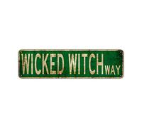 Cartello Stradale Vintage Insegna Vintage in Alluminio Rustico con Scritta ''Wicked Witch Way'', 10 x 40 cm, Decorazione per Casa, Bar, Pub