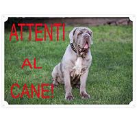 Cartello Targa "ATTENTI AL CANE" da Cancello MASTINO NAPOLETANO cm 30 x 21,5