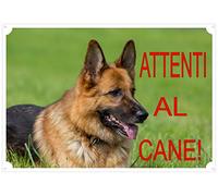 Cartello, Targa "ATTENTI AL CANE" da Cancello PASTORE TEDESCO