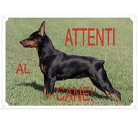 Cartello Targa "ATTENTI AL CANE" da Cancello PINCHER cm 30 x 21,5