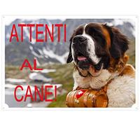 Cartello Targa "ATTENTI AL CANE" da Cancello SAN BERNARDO cm 30 x 21,5