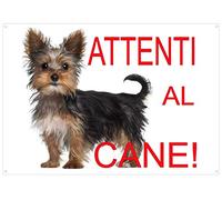 Cartello Targa "ATTENTI AL CANE" da Cancello YORKSHIRE cm 30 x 21,5
