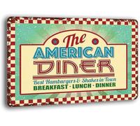 Cartello The American Diner. Roadside Coffee 50'S 60'S Dinner Targa Divertente Targhe Per Bagno Pub Camera Da Metto Ompleanno S
