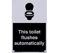 Cartello "This toilet flushes automatically sign", 100 x 150 mm, formato A6P