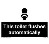 Cartello "This toilet flushes automatically sign", 150 x 100 mm, formato A6L