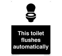 Cartello "This toilet flushes automatically sign", 150 x 200 mm, formato A5P