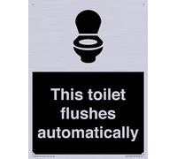 Cartello "This toilet flushes automatically sign", 150 x 200 mm, formato A5P