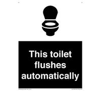 Cartello "This toilet flushes automatically sign", 150 x 200 mm, formato A5P