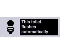 Cartello "This toilet flushes automatically sign", 150 x 50 mm, L15